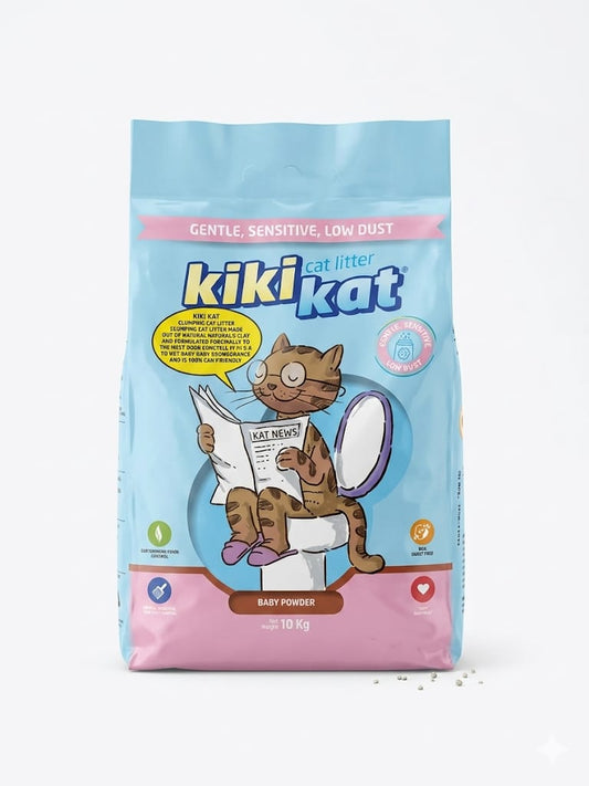 Kiki Kat White Bentonite Clumping Cat Litter baby bawder (10l)