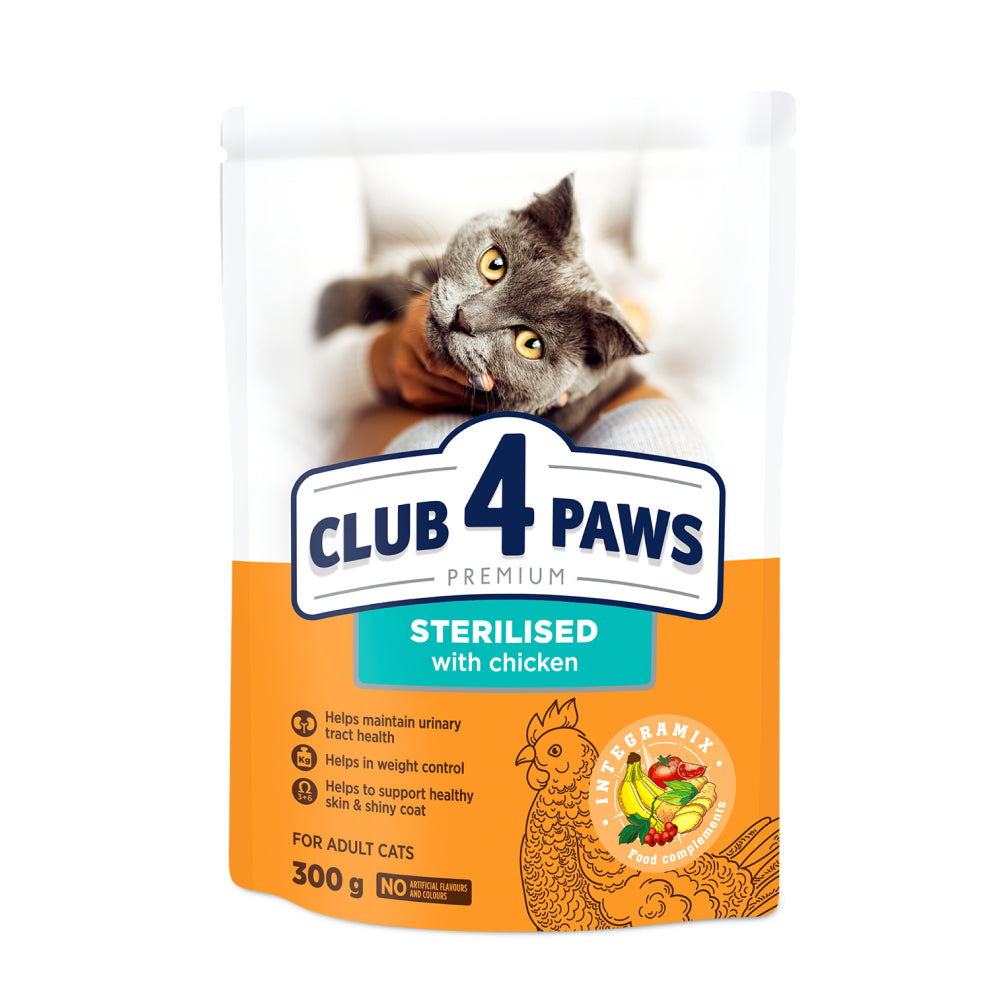 CLUB 4 PAWS STERILISED ADULT CHICKEN 300G