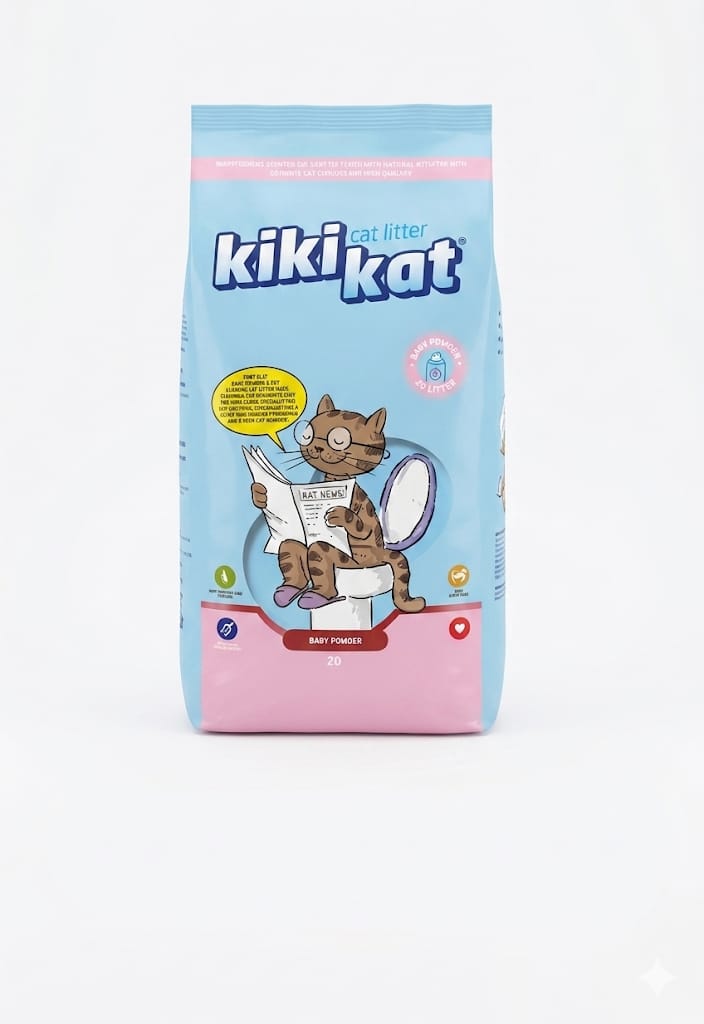 Kiki Kat White Bentonite Clumping Cat Litter baby bawder (20L)