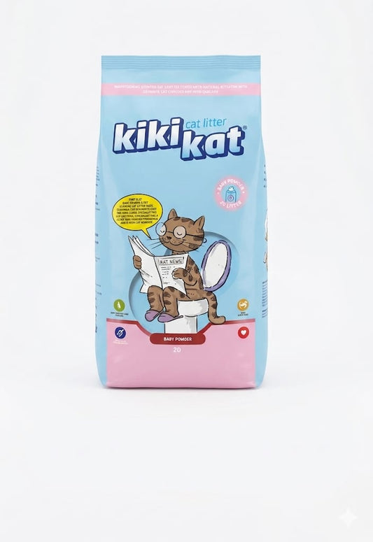 Kiki Kat White Bentonite Clumping Cat Litter baby bawder (20L)