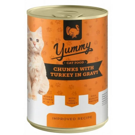 Yummy cat chunks with turkey in gravy wet food 400 g