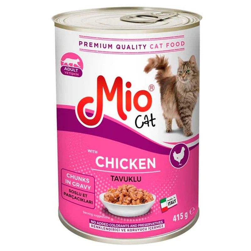 mio cat with chicken