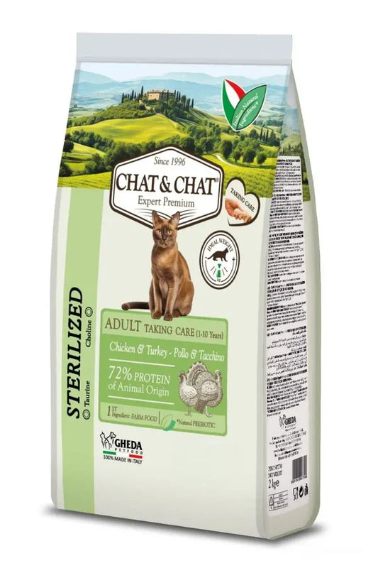 Expert Chat & Chat Care Adult Sterilized Cat Food Rich in White Meat Poultry900g