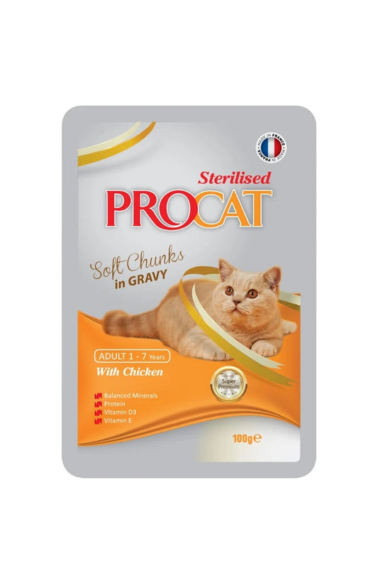 Procat Sterilised Soft Chunks in Gravy Adult Cat Wet Food 100g