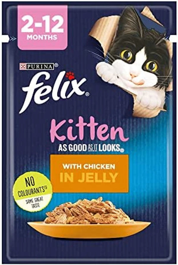 Purina Felix As Good as it Looks Kitten With Chicken in Jelly Wet Cat Food Pouch 85 g
