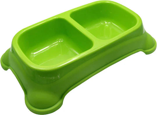 Double Food Bowl Plastic Feeder -